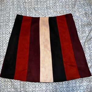 Striped Multicolor Women's Faux Suede Skirt